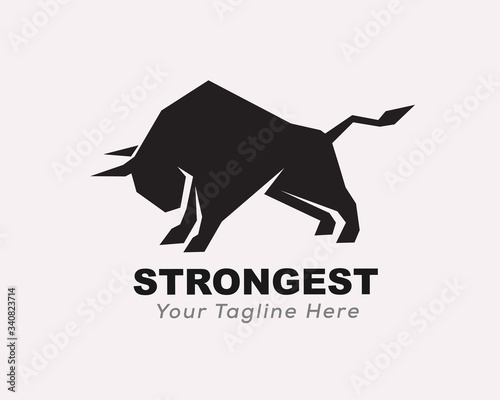 Stand black bull butting logo design inspiration