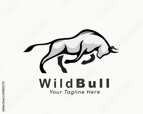 elegant bull attack logo design inspiration