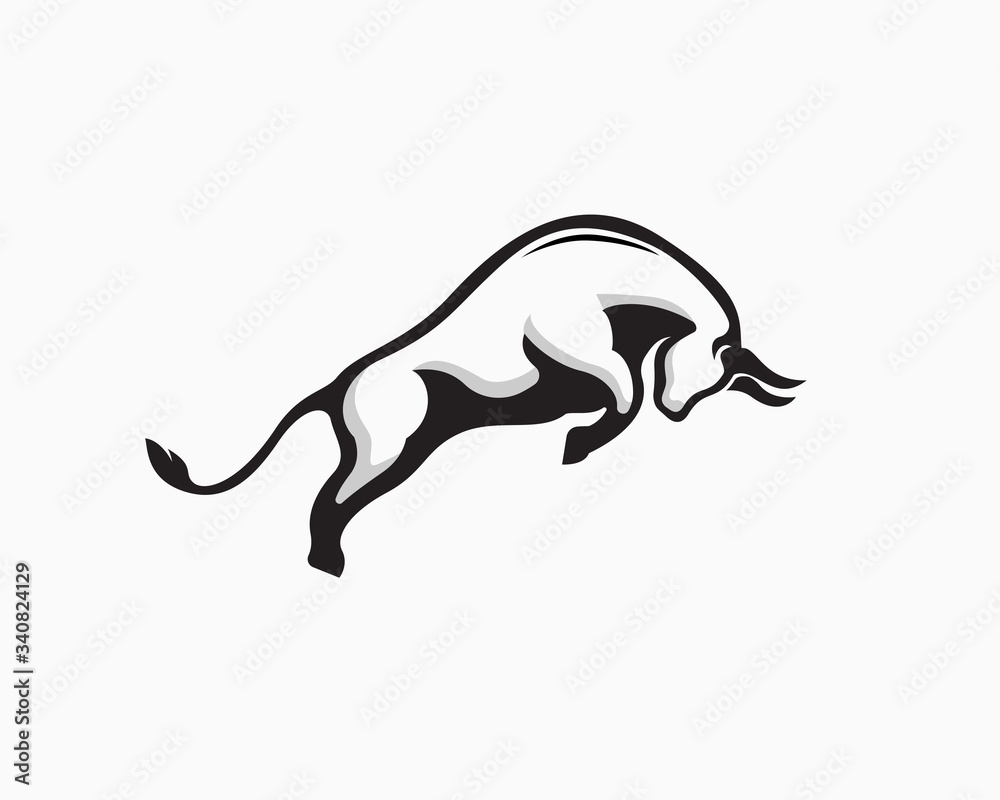 Fighting bull jump logo design inspiration