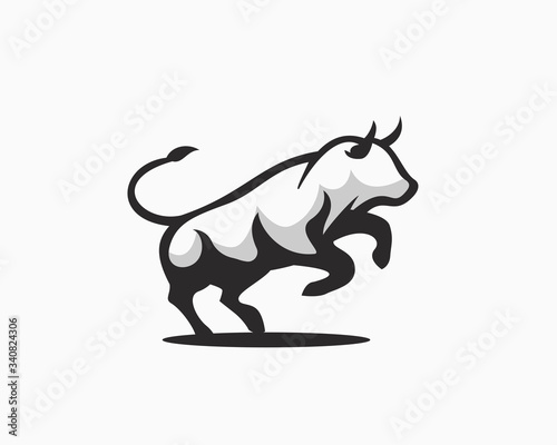 jump fight bull logo design inspiration