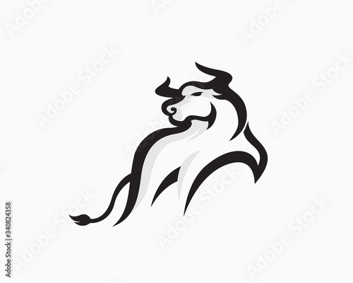 Running bull art logo design inspiration