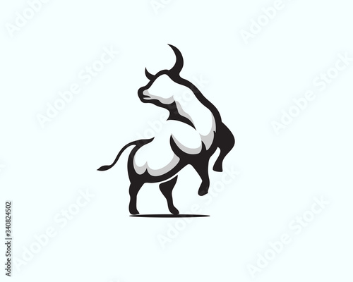 Rampage bull look back logo design inspiration