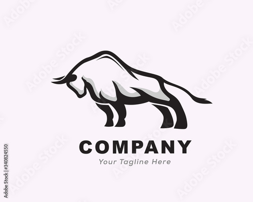 elegant stand bull art logo design inspiration
