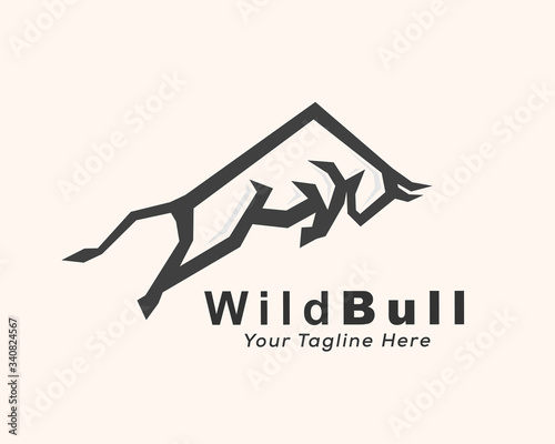 Abstract jump bull high logo design inspiration
