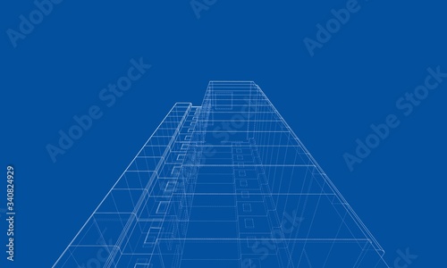 Vector wire-frame model of a multi-storey building