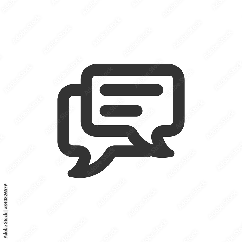 Speech bubble and dialog balloon line style vector icon. Isolated chat sign on white background