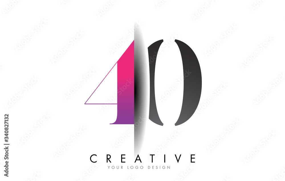 40 4 0 Grey and Pink Number Logo with Creative Shadow Cut Vector. 40 4 0 Grey and Pink Number Logo with Creative Shadow Cut Vector.