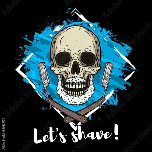 Skull with shaving blades