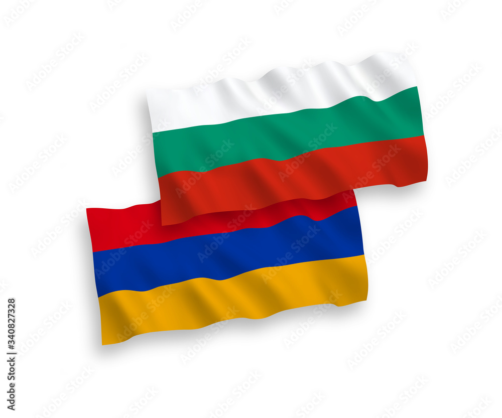 Flags of Armenia and Bulgaria on a white background