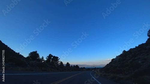 Driving on route 395, near mono lake and lee vining, in California, USA. photo