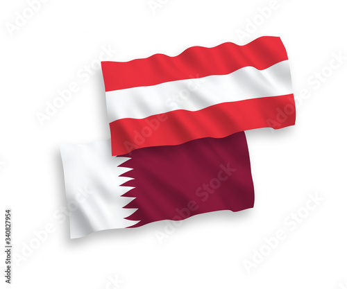 Flags of Austria and Qatar on a white background
