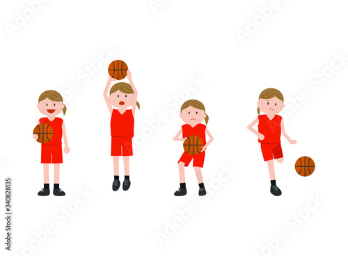basketball, girl, woman, set