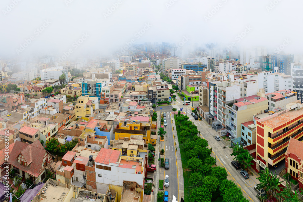 Garùa fog. Typical climate in the city of Lima capital of Peru