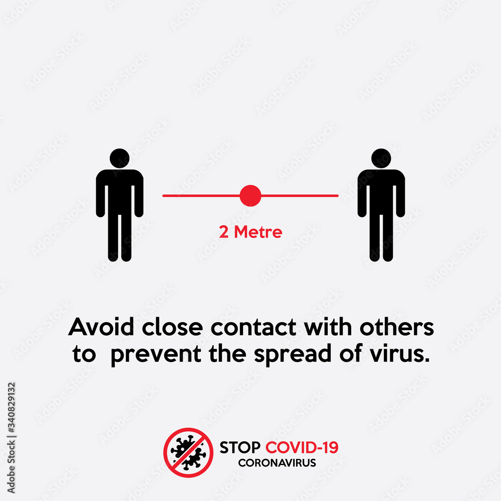 Avoid close contact with others poster. Social distancing to prevent