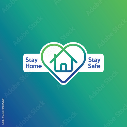 Stay home and stay safe logo. To prevent covid-19 coronavirus. Guideline to be safe from disease. A house in a herath symbol.