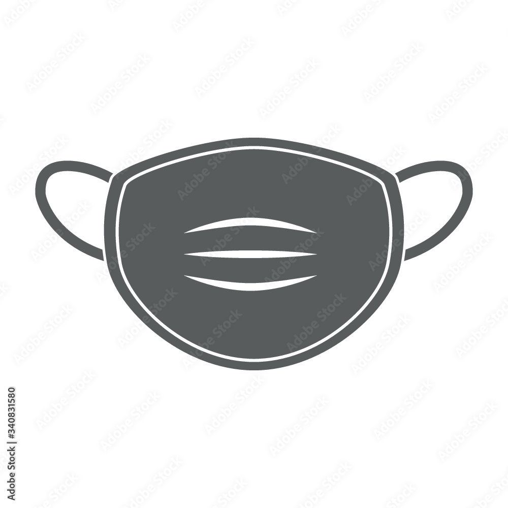 Medical face mask icon. Vector icon isolated on white background. Grey