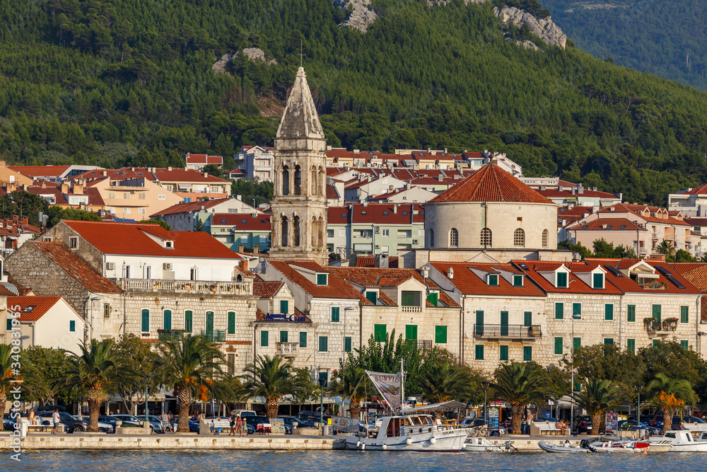 MAKARSKA / CROATIA - AUGUST 2015: View to the historic centre of Makarska town, Croatia