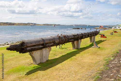 Port Stanley, Falkland Islands, mizzen mast on the waterfront.
 The mizzen mast of the ship of great Britain is proudly installed on victory green in the center of Stanley. 