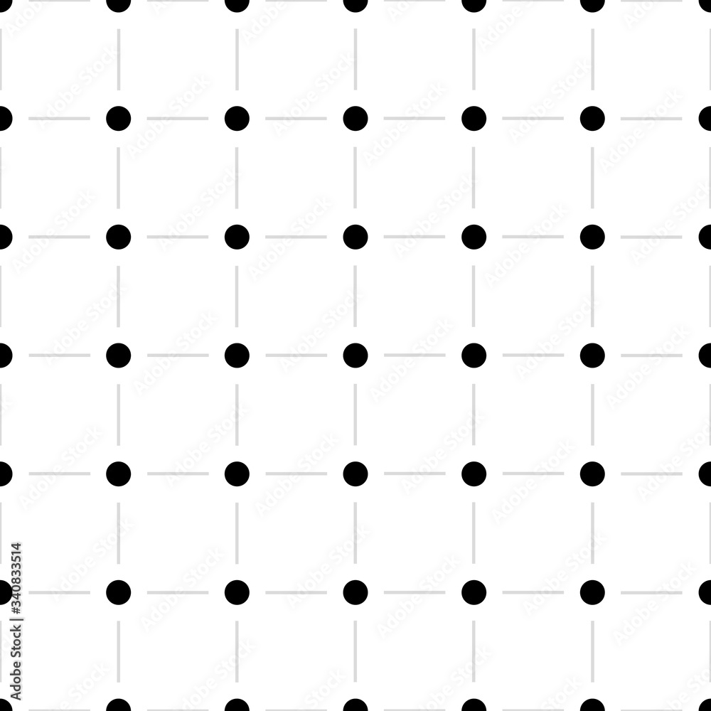 Seamless pattern. Black dots, gray lines, grid. Vector geometric background, minimalism. Seamless pattern. Black dots, gray lines, grid. Vector geometric background, minimalism.
