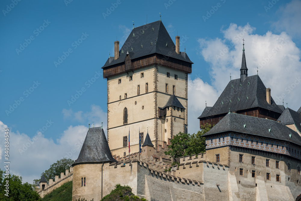 Karlstein castle. Historic Czech republic landmark of Karlstein castle