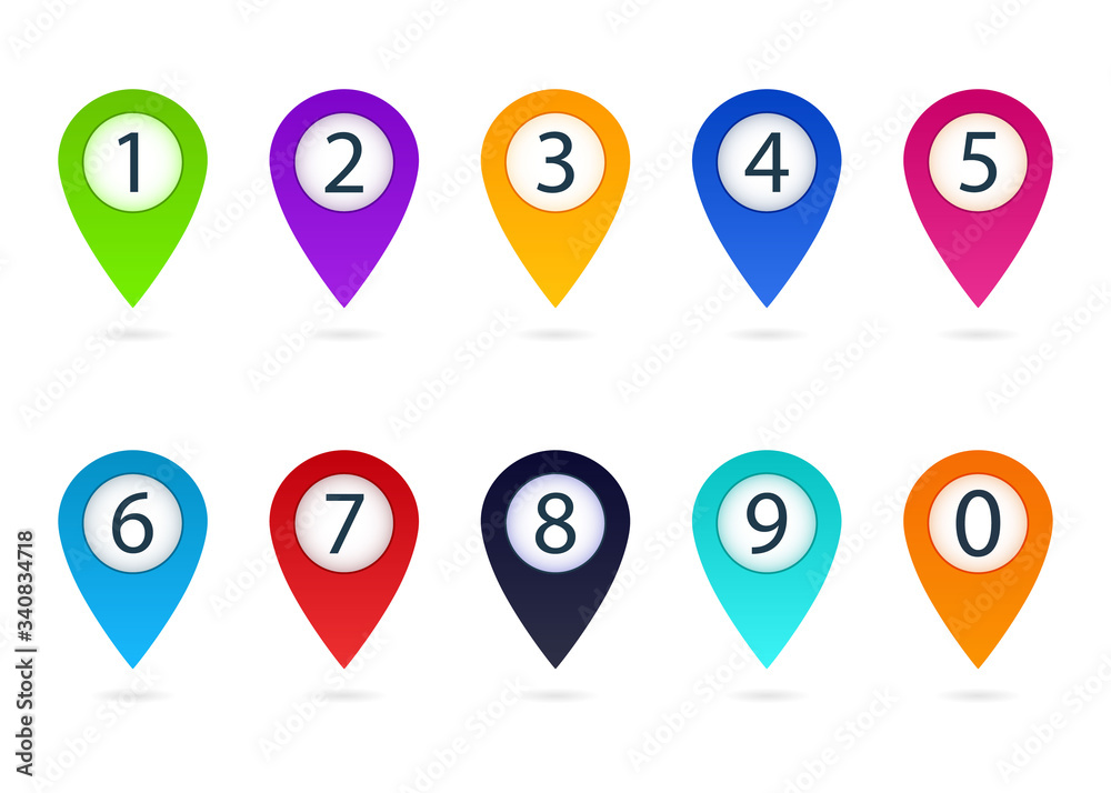 Set of infograph numbers. Bullet point icons. Infographic of arrows and circles. 3d pointers. 20 gradient buttons for list, promotion, flyer. Color shapes, bubbles, tags, signs for interface. Vector
