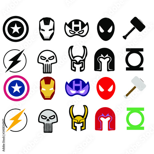 icon superheros and villains vector 