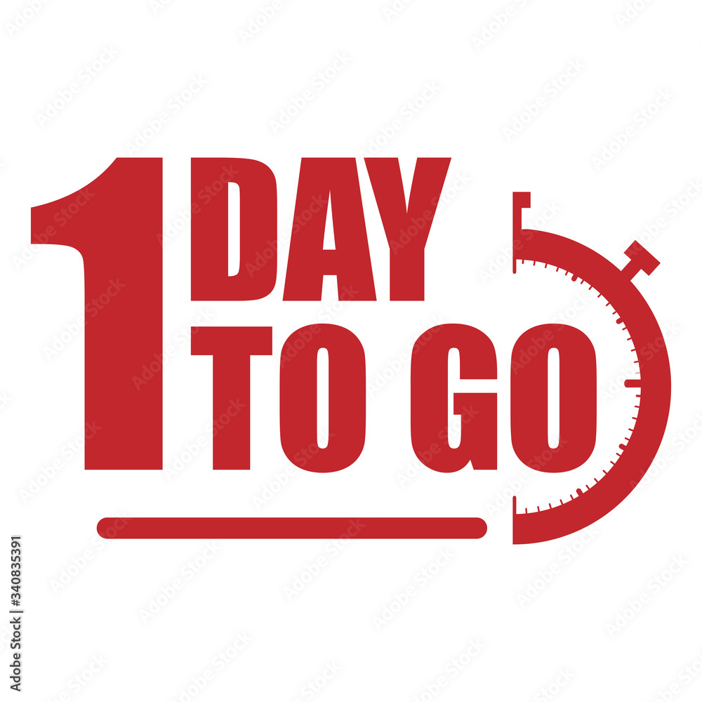 1 day to go label, red flat promotion icon, Vector stock illustration: For any kind of promotion
1 day to go label, red flat promotion icon, Vector stock illustration: For any kind of promotion
