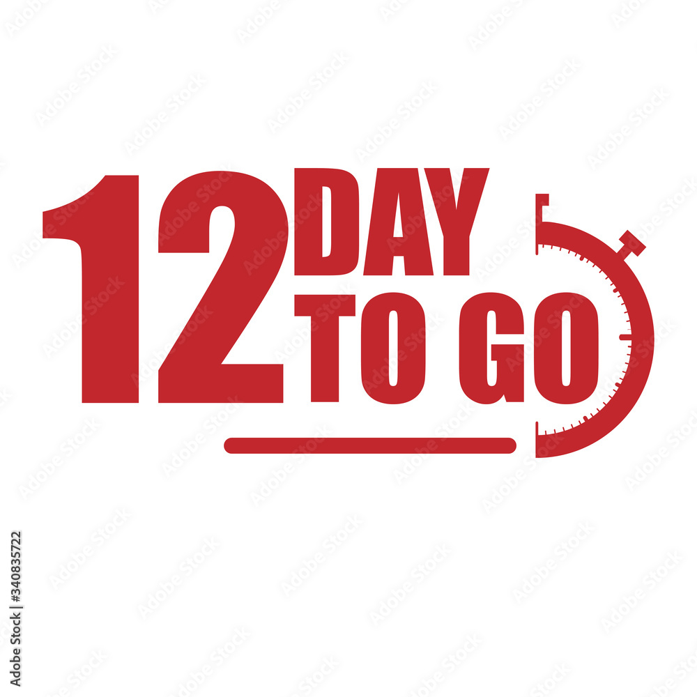 12 day to go label, red flat promotion icon, Vector stock illustration: For any kind of promotion 12 day to go label, red flat promotion icon, Vector stock illustration: For any kind of promotion