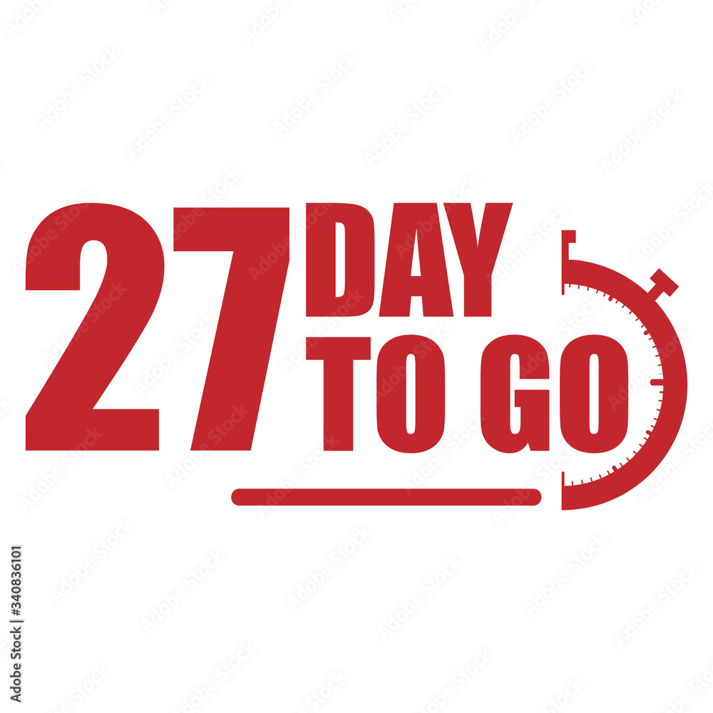 Plakat 27 day to go label, red flat promotion icon, Vector stock illustration: For any kind of promotion