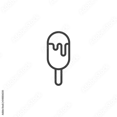 Melting ice cream line icon. linear style sign for mobile concept and web design. Popsicle ice cream outline vector icon. Symbol, logo illustration. Vector graphics