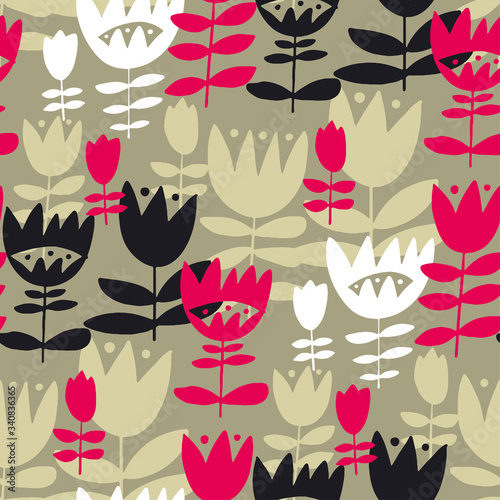 Decorative spring tulip floral motif