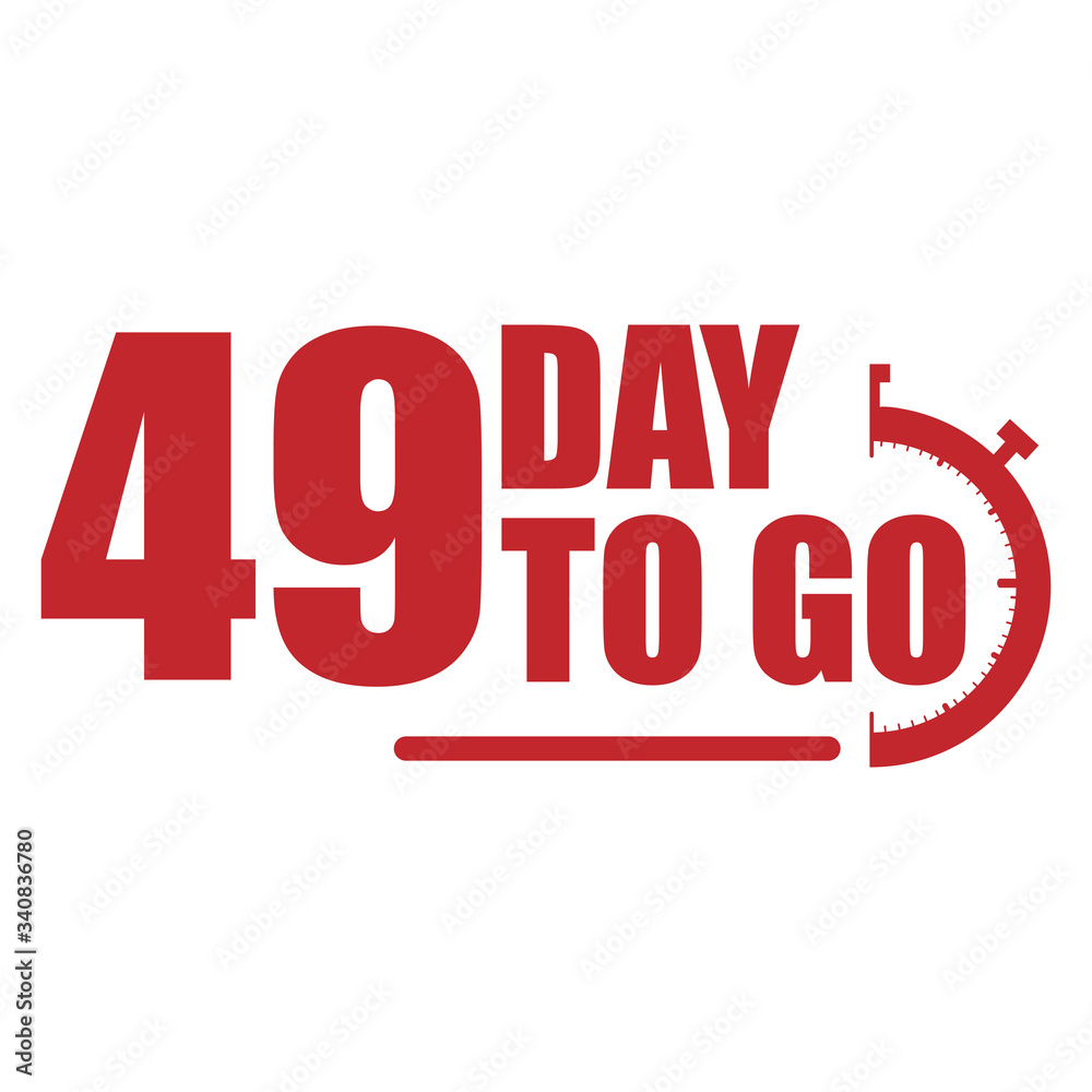 49 day to go label, red flat  promotion icon, Vector stock illustration: For any kind of promotion
