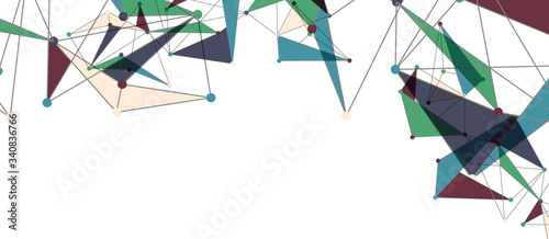 Line points connections, triangular technology design. Abstract geometric background