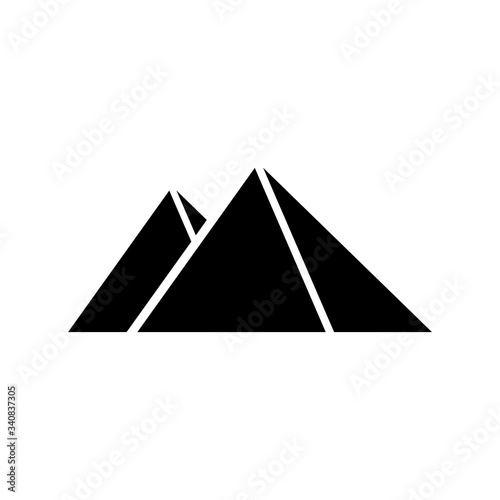 Egyptian pyramids icon. Simple illustration of tourism. Solid line design.