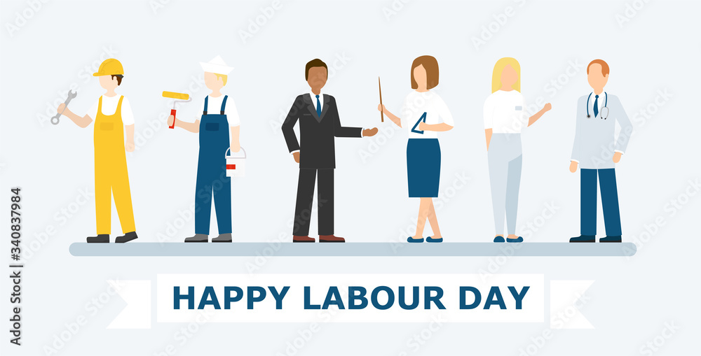 Vector illustration of Happy Labour Day. Poster International Labour Day. 1 may. The first of May.