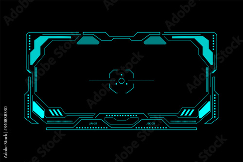 HUD Futuristic Interface Screen Design Element. UI Technology Virtual Reality View Display Object Vector.