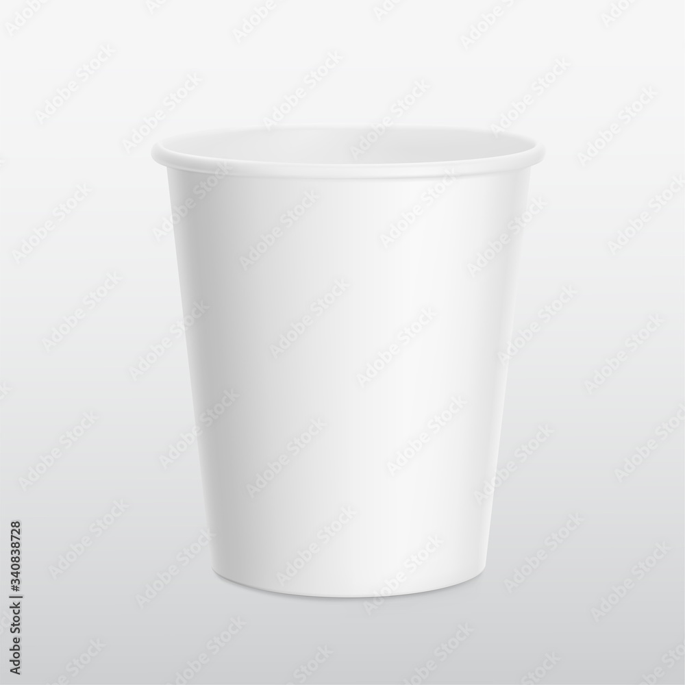 Realistic blank paper cup mockup. Coffee to go, take out mug. Vector illustration on grey background. EPS10. Realistic blank paper cup mockup. Coffee to go, take out mug. Vector illustration on grey background. EPS10.