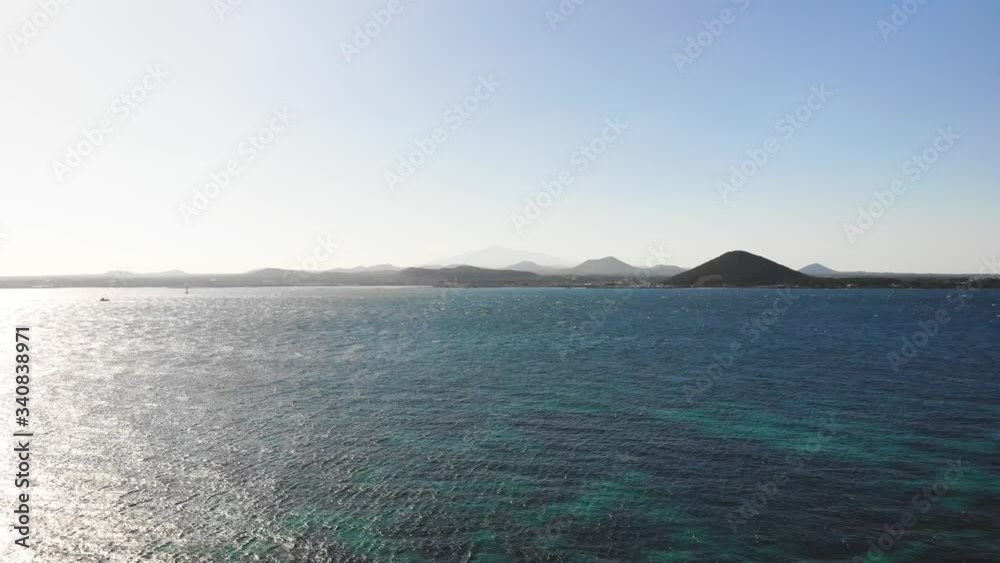 Drone 4K From UDO island seeing Jeju Island showing crystal clear water Drone 4K From UDO island seeing Jeju Island showing crystal clear water