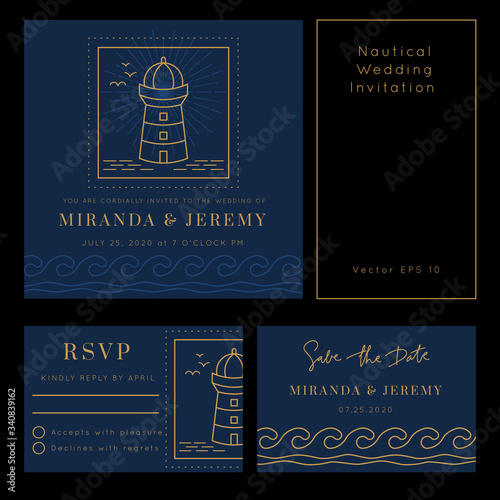 Nautical wedding vector design