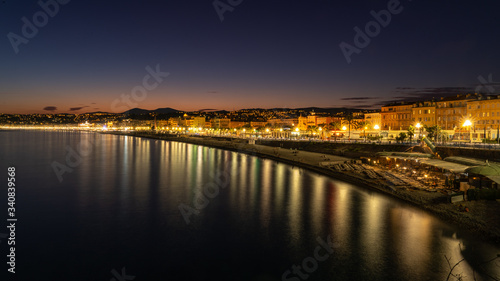 Evening view of Nice in Provence France.