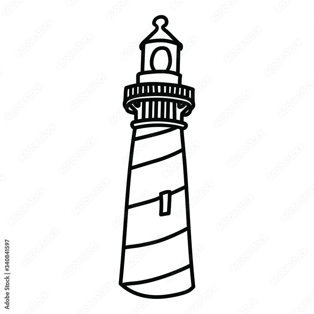 Lighthouse icon doodle style freehand vector illustration