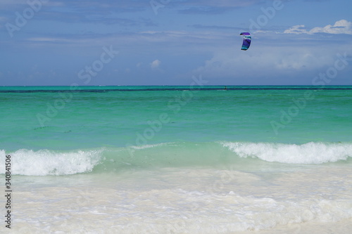 Photography kite surfing on the beach