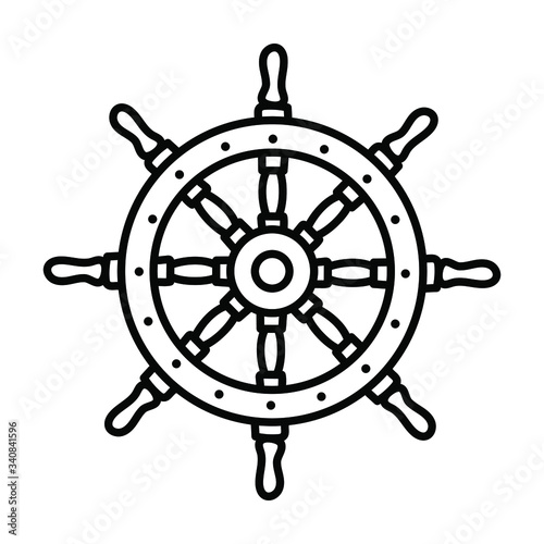 Boat helm icon vector doodle freehand illustration frigate  voyage
