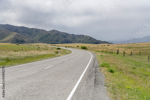 road 83 bends in hilly countryside, Otematamata, New Zealand