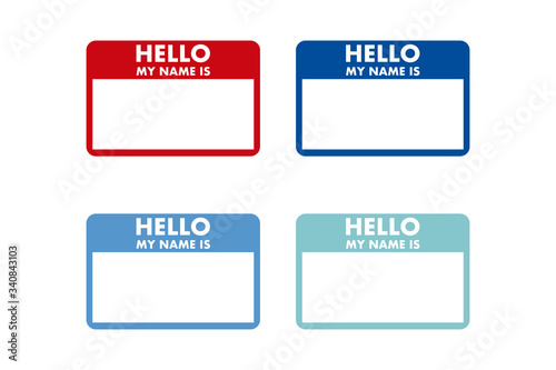hello my name is sticker tag vector