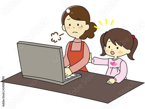 テレワーク中の親と、邪魔する子供