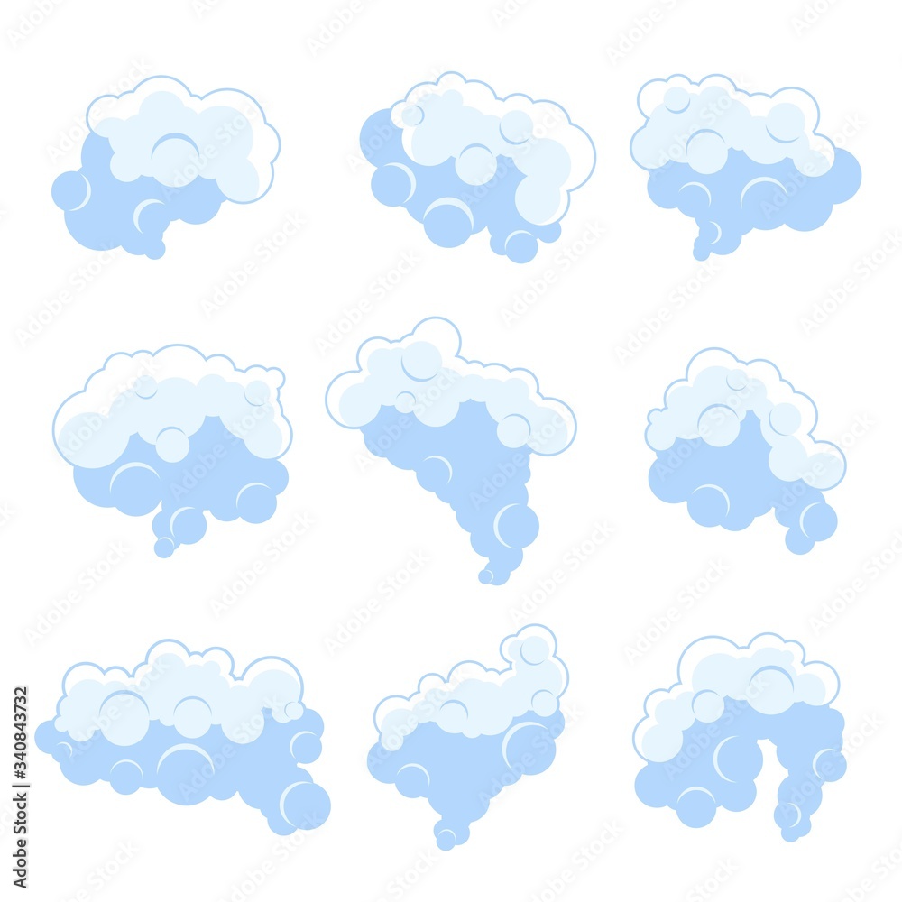 Set of cartoon smoke fog vector illustration