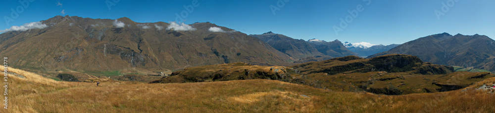 View of Treble Cone from the summit of Rocky Mountain near Wanaka in Otago on South Island of New Zealand
