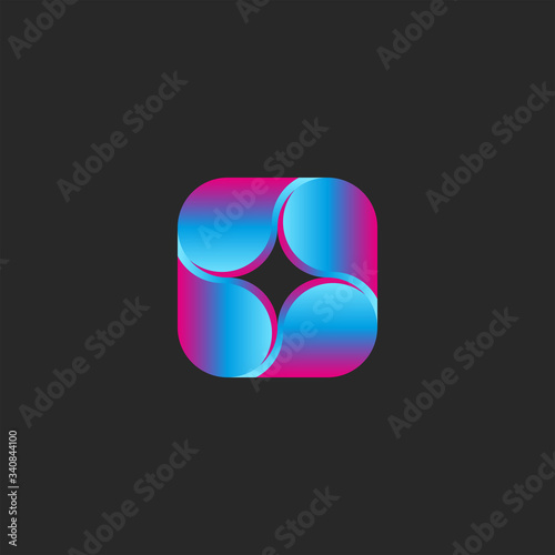 Square logo four droplets smooth shape, modern trendy gradient color