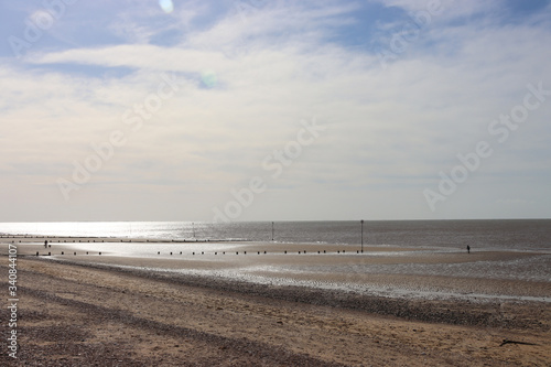 Old wooden groynes on the beach at Hunstanton Norfolk UK